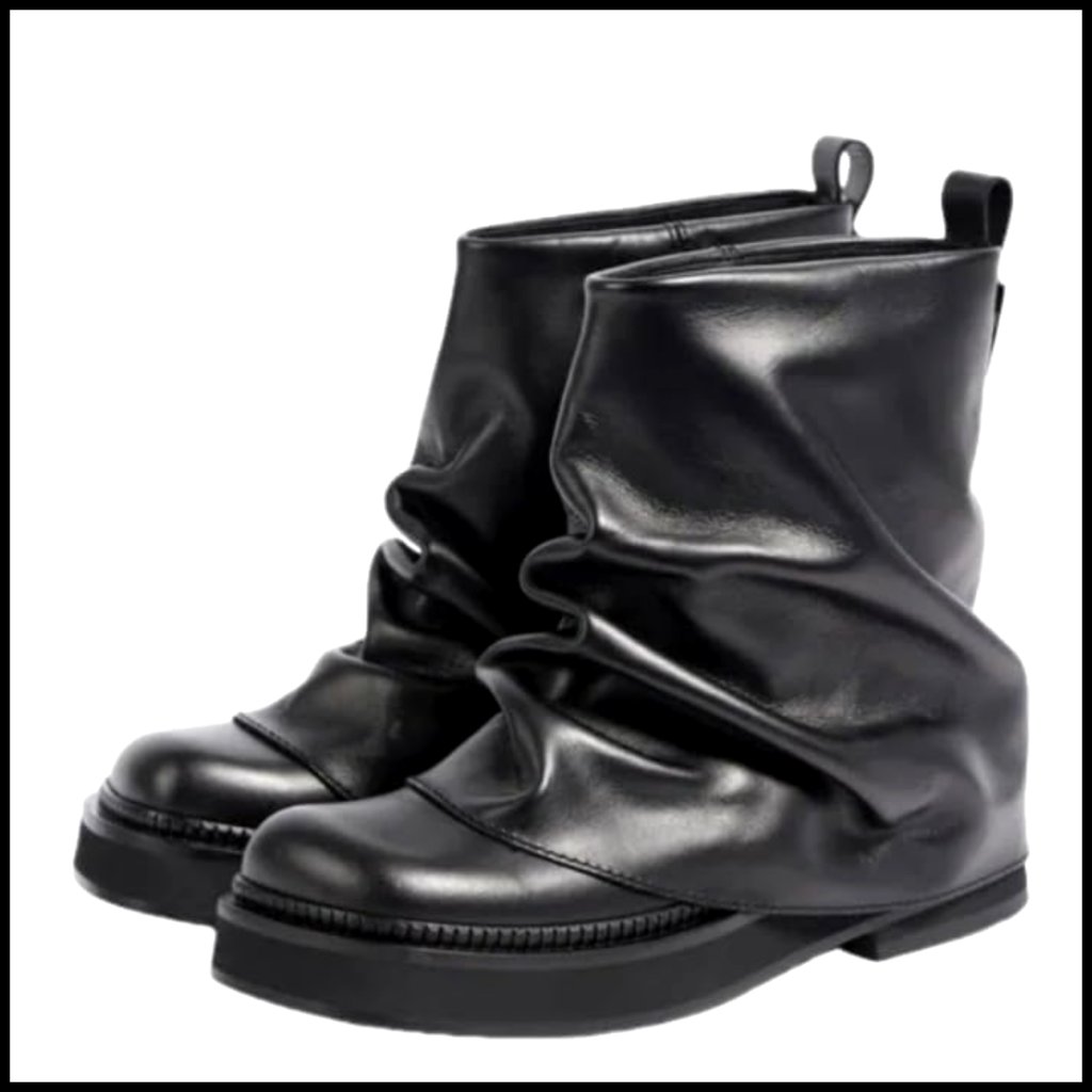 Slouchy Ankle Boots Pull On Wide Calf Chunky Low Heel Platform Casual